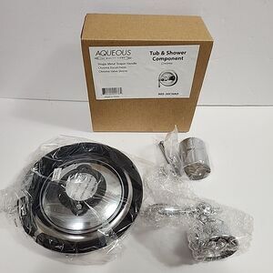 Aqueous Tub/ Shower Component Metal Teapot Handle, Chrome Escutcheon & Valve NEW